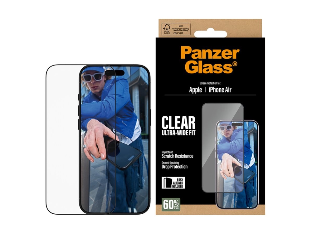 PanzerGlass - Skärmskydd för mobiltelefon - ultrabred passning med EasyAligner - glas - ramfärg svart - för Apple iPhone Air | Tele & GPS - Mobil tillbehör - Skärmskydd | GameStuff