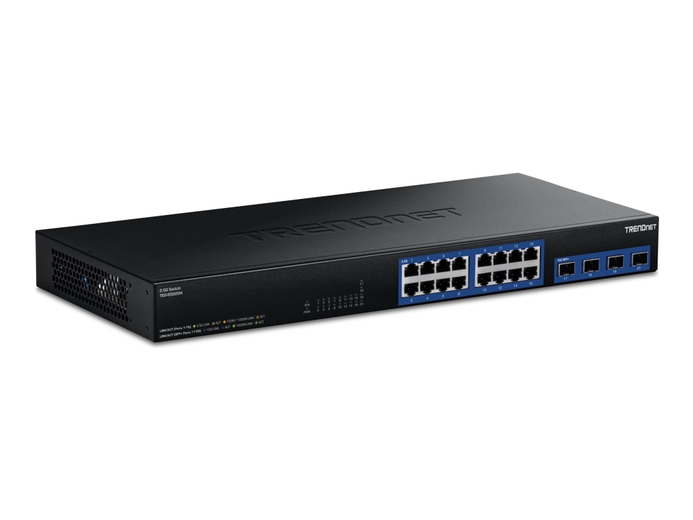 Trendnet Teg-S50204, Unmanaged, 2.5G Ethernet (100/1000/2500), Vollduplex, Rack-Einbau, Desktop