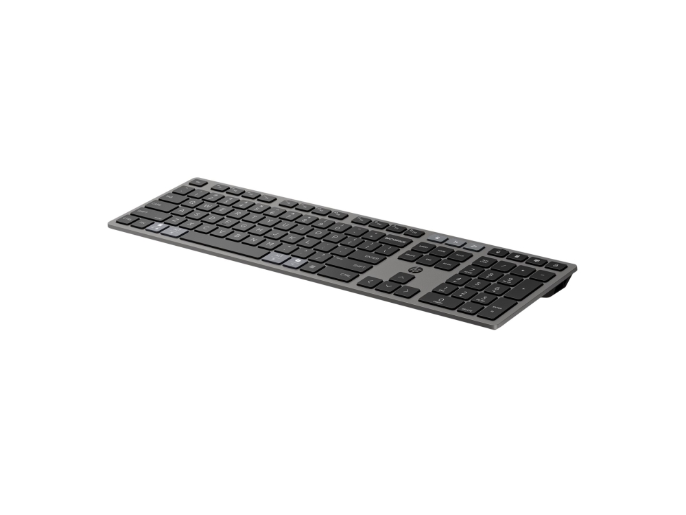 HP 725 - Sæt med mus og tastatur - multi-enhed, genopladelig, drevet af superkondensator - full size - trådløs - Bluetooth, 2.4 GHz - Pan Nordic - nattesort - Smart Buy