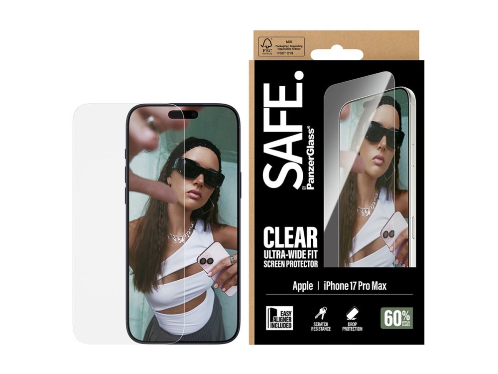 SAFE by PanzerGlass Screen Protector iPhone 17 Pro Max | Ultra-Wide Fit w. EasyAligner