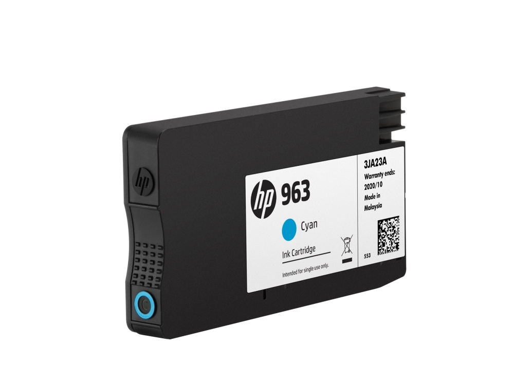 HP 963 - 10.74 ml - cyan - original - bläckpatron - för Officejet Pro 9010, 9012, 9014, 9015, 9016, 9019, 9020, 9022, 9025