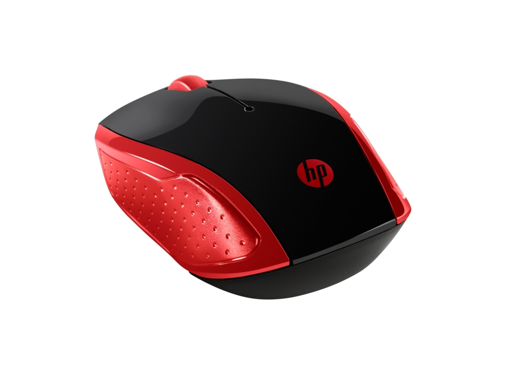 HP :n langaton hiiri 200 (syvänpunainen), Molempikätinen, Optinen, Langaton RF, 1000 DPI, Musta, Punainen