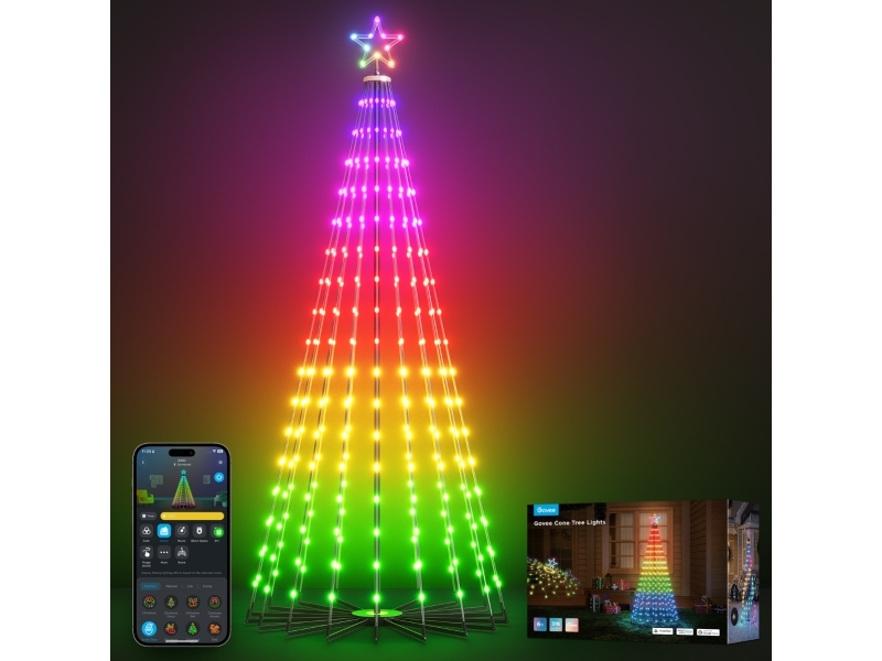 Govee Joulukoriste H6840 Cone Tree Lights | LED-valaistus | RGBIC, 1.82m, 2.4GHz Wi-Fi + Bluetooth