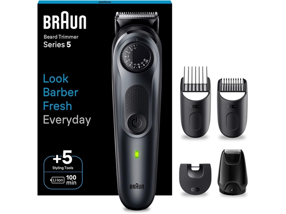 Braun BeardTrimmer 5 BT5420, Vaskbar, Batteri, Sort