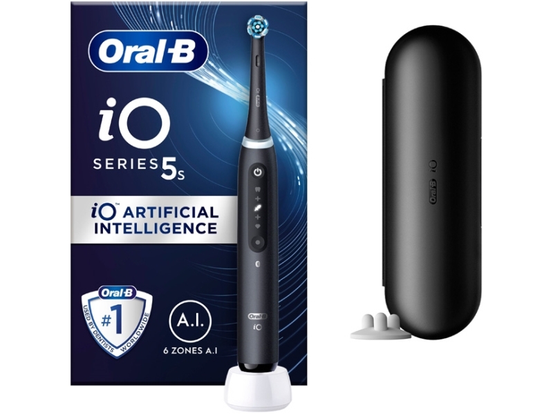 Oral-B iO 5, Vuxen, Roterande tandborste, Daglig vård, Djuprengöring, Känslig, Super sensitive, Tandblekning, Svart, 4 x 30 sec, Svart | Hälsa - Tandvård - Elektrisk tandborste | GameStuff