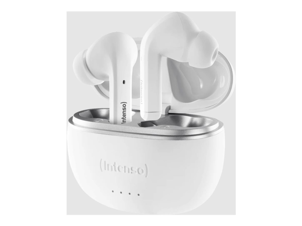 Intenso T302a - Ægte Trådløse Øretelefoner Med Mik. - I Øret - Bluetooth - Aktiv Støjfjerning - Hvid