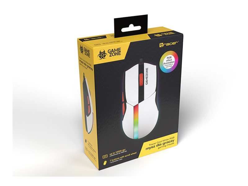 Tracer Gamezone Cool Rgb - Mus - Højrehåndet - Optisk - 7 Knapper - Kablet - Usb - Hvid - Hængeboks