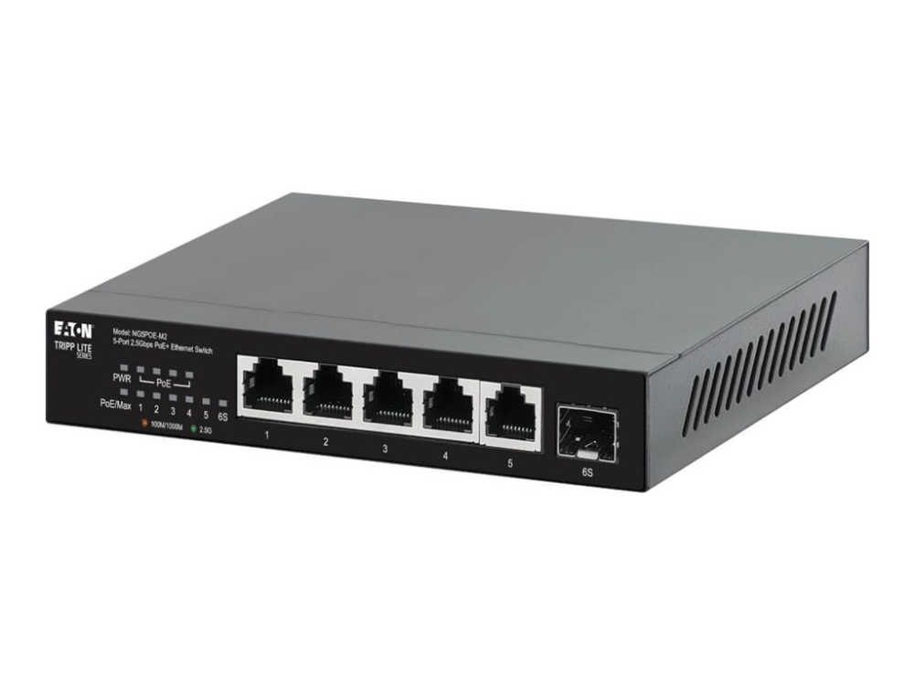 Eaton Tripp Lite Series Desktop Gigabit Ethernet Unmanaged Switch Poe+ Pass-Through 5-Port 2.5 Gbps 70W Metal - Switch - Ikke Administreret - 5 X 10/