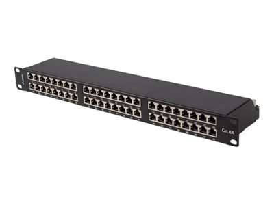 Lanberg - Patch-panel - stativmonterbar - CAT 6a - FTP - RJ-45 X 48 - RAL 9004, sort - 1U - 19