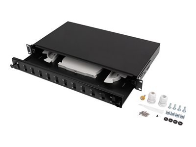 Lanberg - Patch-Panel - 12 X Sc Duplex / 12 X Lc Quad - Stativmonterbar - Sc/Lc X 12 - Ral 9004, Sort - 1U - 19"