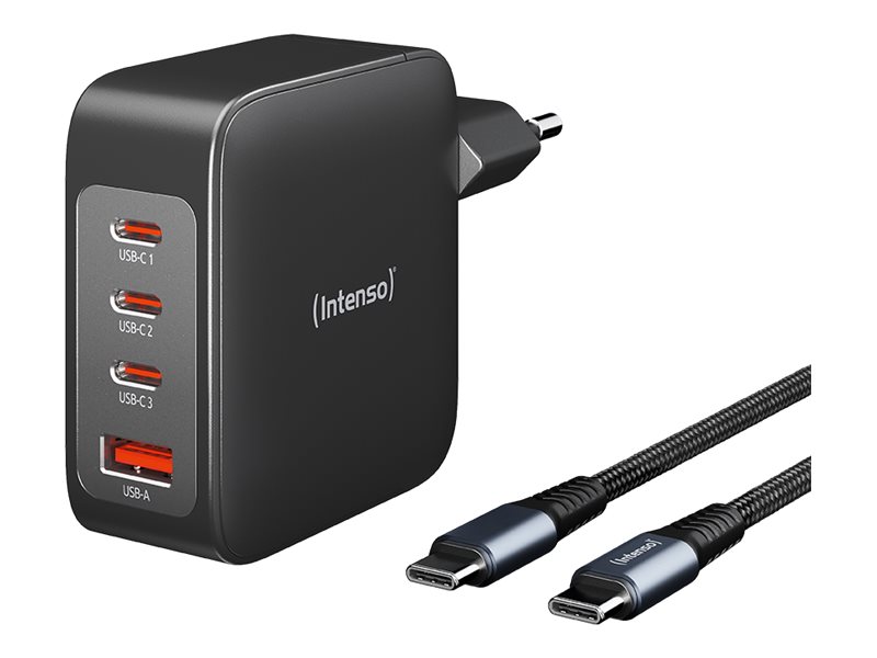 Intenso USB-oplader, 140 watt effekt, egnet til mobiltelefoner/smartphones, plug-in-oplader, Qualcomm (7814010)