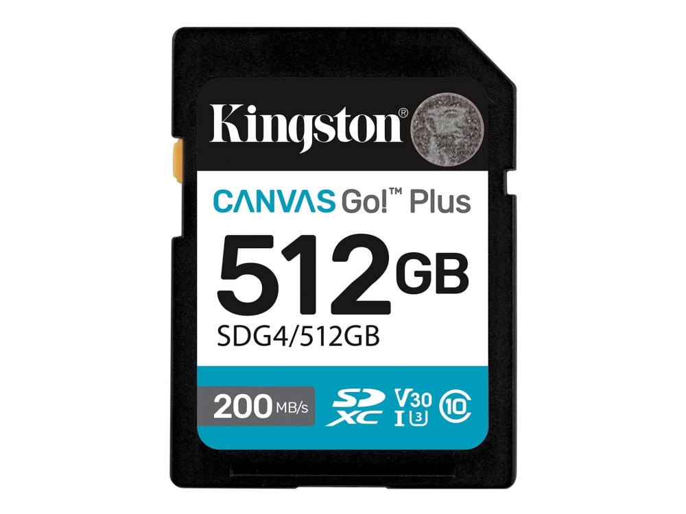 Kingston Technology Canvas Go! Plus 512Gb Sdxc Canvas Go Plus Gen4 200Mb/S C10 Uhs-I U3 V30, 512 Gb, Sdxc, Klasse 10, Uhs-I, 200 Mb/S, 160 Mb/S
