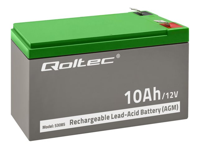 Qoltec - UPS-batteri (lang levetid) - agm batteri, 12V, 10Ah - 1 x batteri - Blysyre - 10 Ah