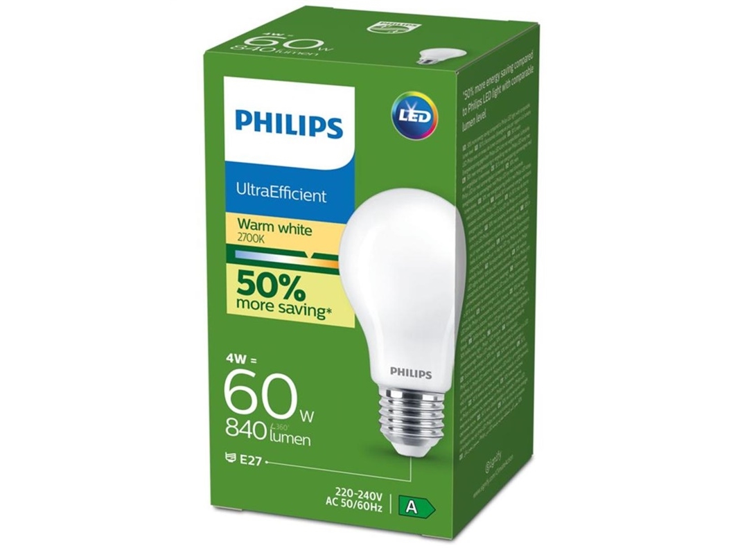 Philips Led Pære A60 E27 4W 840 Lm 2700K