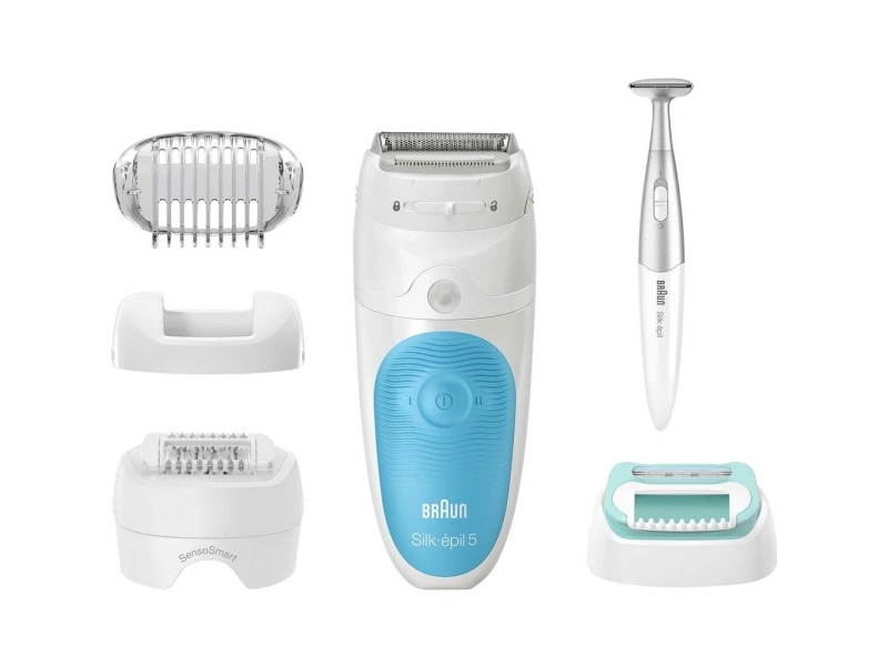 Braun Silk-Épil 5 81706344, Hvid, Turkis, 28 Pincetter, Armhule, Bikini, Front Thigh, Indvendige Overarme, Barbering, Led, 0,5 Mm
