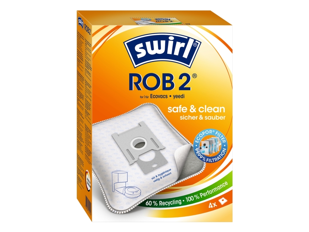 Swirl Rob 2, Støvpose, Robot Støvsuger, Hvid, Kasse, 4 Stk