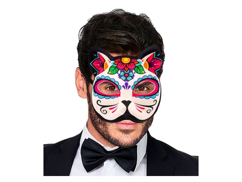 Day Of The Dead Kat Halvmaske