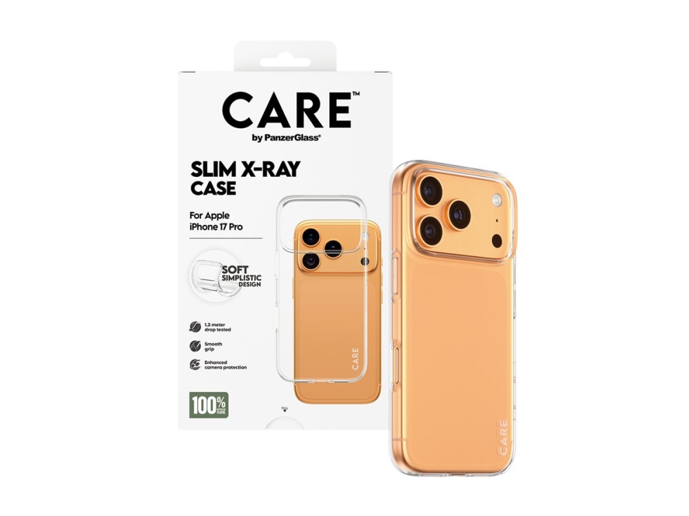 CARE by PanzerGlass X-Ray - Baksidesskydd för mobiltelefon - mjukt grundläggande - termoplastisk polyuretan (TPU) - transparent - för Apple iPhone 17 Pro | Tele & GPS - Mobil tillbehör - Skärmskydd | GameStuff