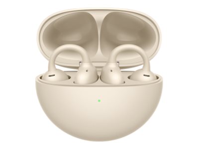 Huawei Freebuds - Ægte Trådløse Øretelefoner Med Mik. - Åbent Øre - Aktiv Støjfjerning - Beige