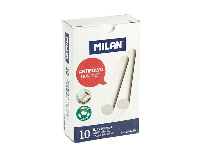 MILAN dammfritt tavalkrit vitt 10-pack | Skola & Hobby - Konstmaterial - Krita | GameStuff