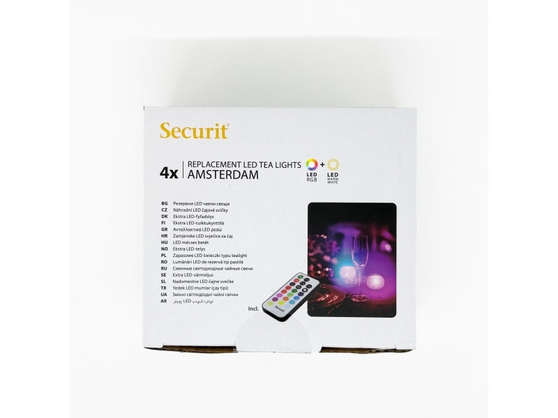 Securit® 4 stk. Ekstra AMSTERDAM LED Fyrfadslys, ekskl. ladestation, 12 farver + hvidt dæmpbart lys