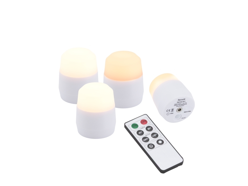 Securit® 4 st. extra AMSTERDAM LED-värmeljus, exkl. laddningsstation, vitt dimbart ljus | Belysning - Inomhusbelysning - Bordslampa | GameStuff