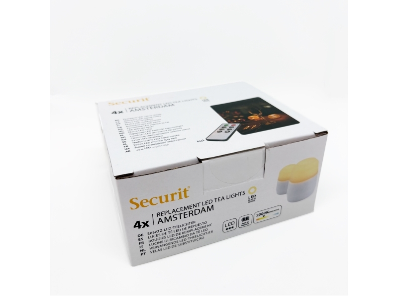 Securit® 4 stk. Ekstra AMSTERDAM LED Fyrfadslys, ekskl. ladestation, hvidt dæmpbart lys