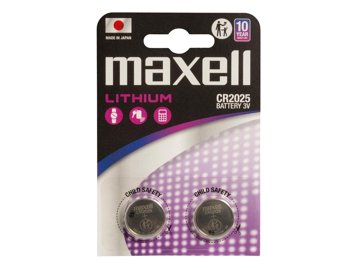 Maxell 12239200, Engangsbatteri, CR2025, Lithium-Manganese Dioxide (LiMnO2), 3 V, 2 stk, 170 mAh