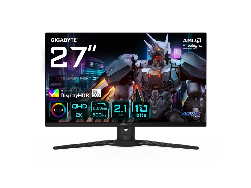 Gigabyte Aorus Fo27q5p, 68,6 Cm (27"), 2560 X 1440 Pixel, Quad Hd, Qd-Oled, 0,03 Ms, Sort