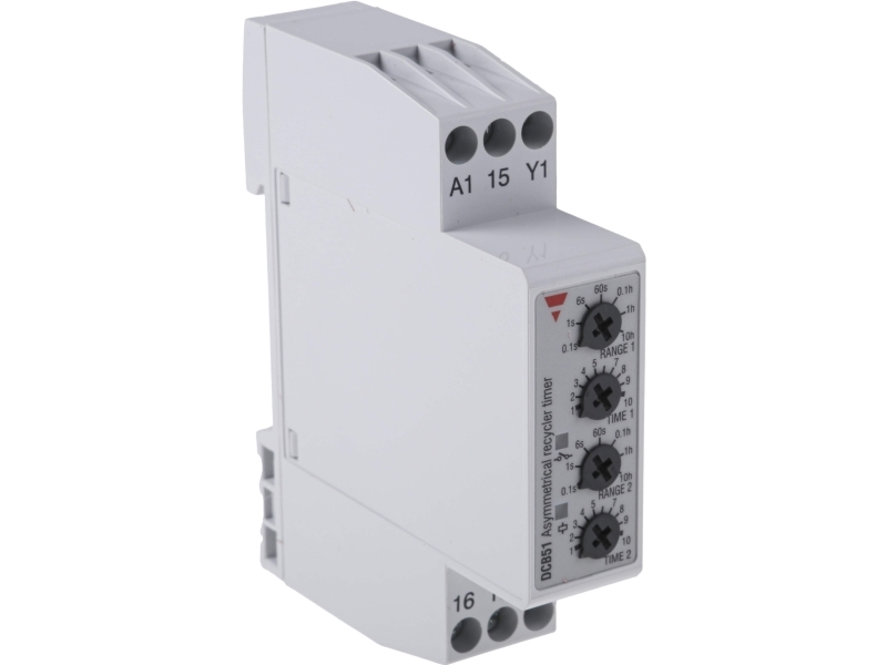 CARLO GAVAZZI Asymmetrisk klocka, paus eller pulsstart, 1CO potentialfri 5A, 250VAC, spolspänning 24VDC / 24-240VAC, 0,1sek.-100h., DIN | EL Artiklar - Elcentral - Relä og kontaktor | GameStuff