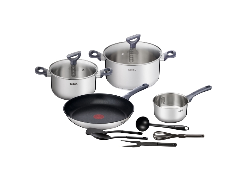 Tefal G713SB74, Ruostumaton teräs, Ruostumaton teräs, Titaani, Lasi, 175 °C, Keraaminen, Kaasu, Halogeeni, Induktio, Keraaminen, Suljettu levy