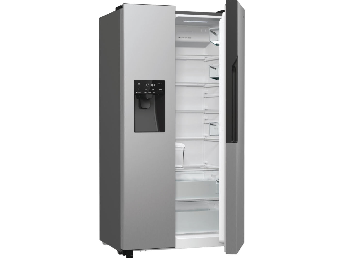 Gorenje Nrr9185esxl Side By Side, Freistehend, Amerikanische Tür, Grau, 2 Tür(En), Led, An Tür