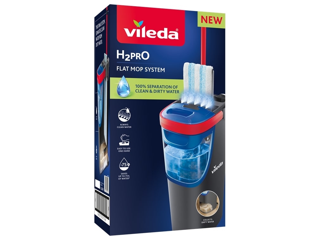 Vileda 4023103251540, Mikrofaser, Laminat, Fliesen, Vinyl, Nass, 1200 Ml, Schwarz, Blau