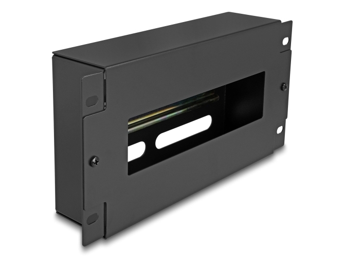 Delock 10" Circuit-breaker strip with cover and DIN rail 3U metal black