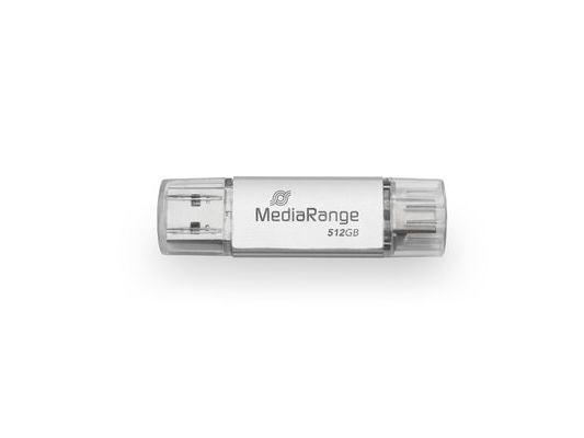 Mediarange Mr940-1, 512 Gb, Usb Type-A / Usb Type-C, 3.2 Gen 1 (3.1 Gen 1), 400 Mb/S, Hætte, Sølv