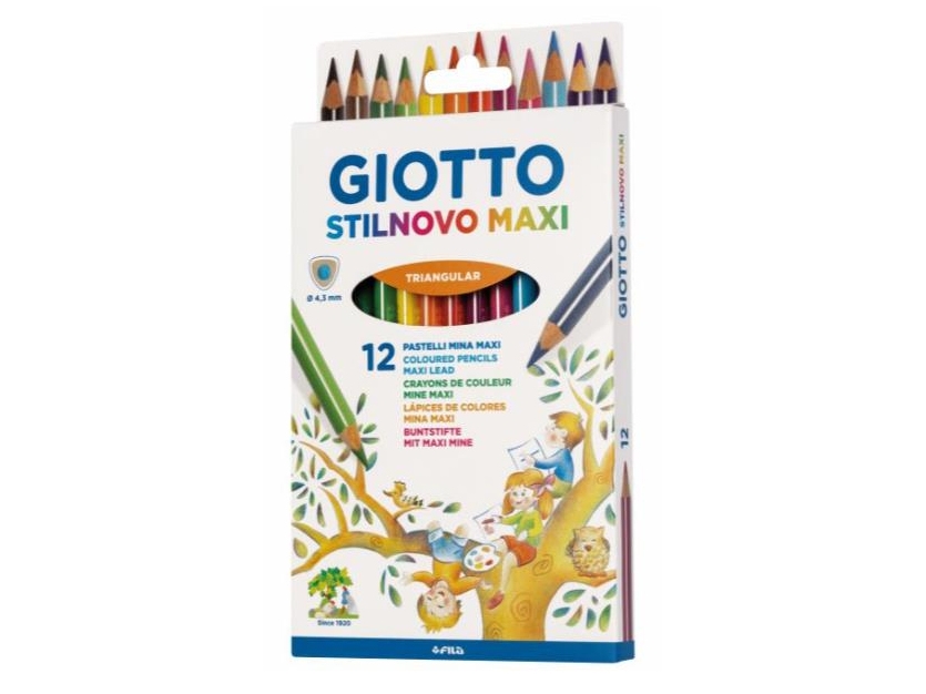 Giotto F225900, Blandade färger, 12 styck | Skola & Hobby - Solida färger - Färgkritonger för skolanvändning | GameStuff