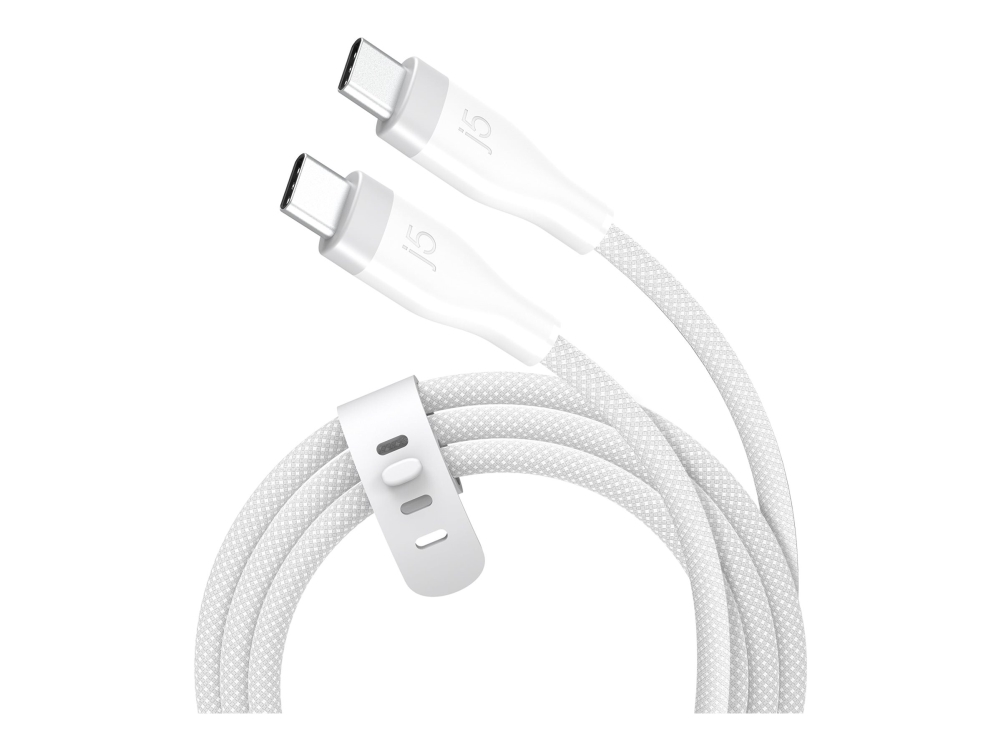 J5create Extrem Weiches, Doppelt Umsponnenes 60-Watt-Usb-C -Schnellladekabel, 1,8 M, Usb C, Usb C, 0,48 Gbit/S, Weiß