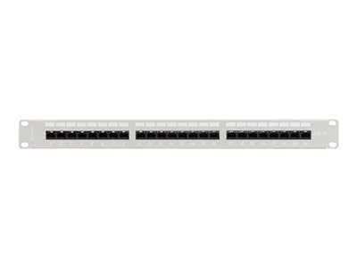 Lanberg - Patch-panel - med hylde - stativmonterbar - CAT 5/5e - UTP - RJ-45 X 24 - RAL7035, grå - 1U - 19