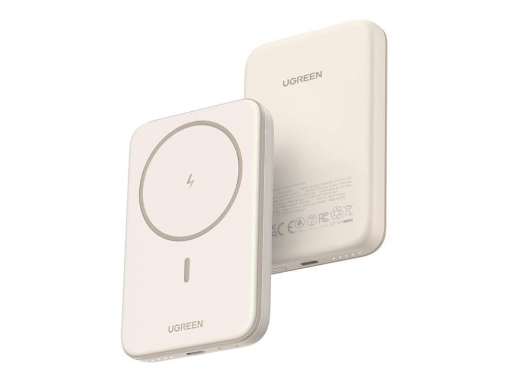 Ugreen - Trådløs power bank - Li-Ion - 5000 mAh - 18.5 Wh - 15 Watt - 3 A - PD 3.0, QC 2.0, USB BC 1.2 (24 pin USB-C)