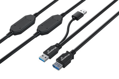 Mediarange Aktivt Usb-Forlængerkabel, Usb 3.0, 15 M, Sort