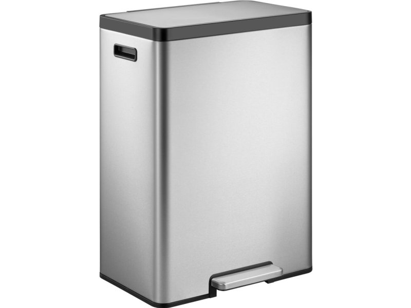 Tret-Abfallsammler, Eko Casa, Stahl Matt, Edelstahl, 45 Liter, Kunststoff-Inneneimer, Soft Close