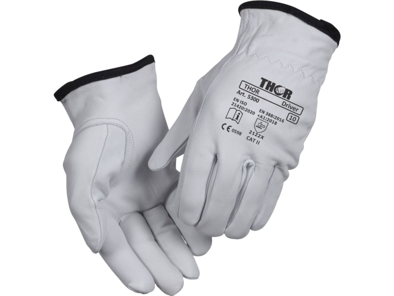 Gedeskindshandske, THOR Driver, 12, natur, gedeskind - (12 stk.)