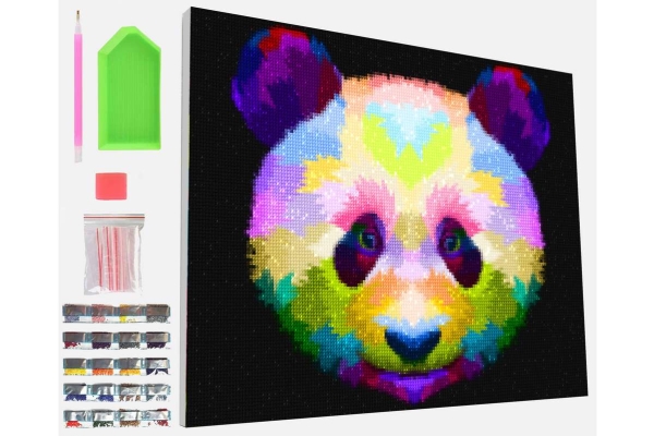 Timanttitaidetta kankaalle 30x40cm, panda