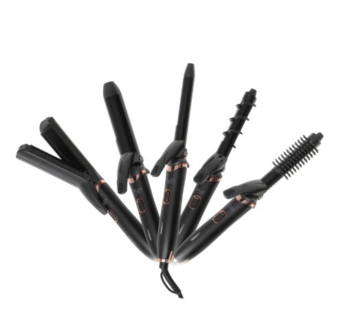 5-In-1-Haarstyling-Set | Keramikbeschichtung | Lockenstab | Glätteisen | Kräuseleisen | Welleneisen