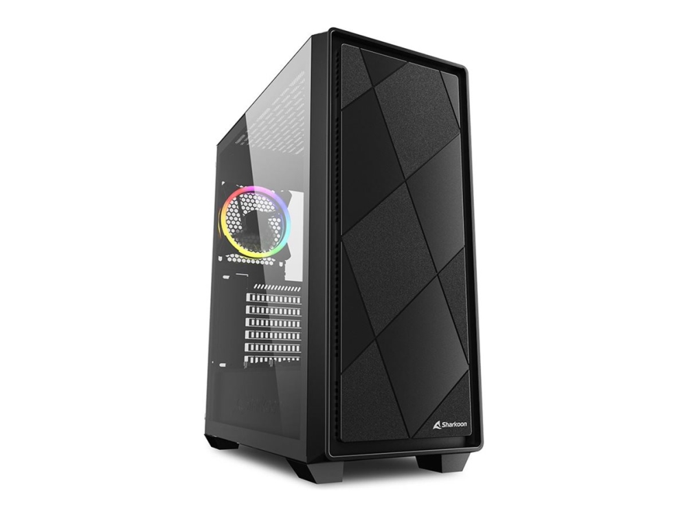 Sharkoon Vs8 Rgb, Midi Tower, Pc, Schwarz, Atx, Micro Atx, Mini-Itx, Gehärtetes Glas, 15,8 Cm