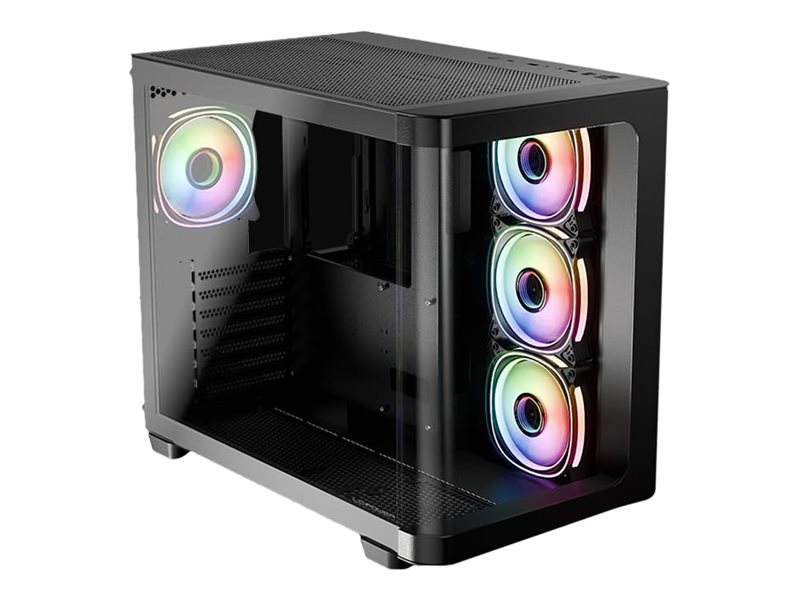 Lc-Power Lc-8001B-On, Midi Tower, Pc, Schwarz, Atx, Micro Atx, Mini-Itx, Metall, Kunststoff, Gehärtetes Glas, Gaming