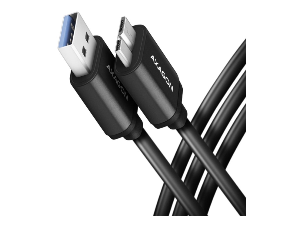 Axagon Bumm3-Am10ab - Usb-Kabel - Usb (Han) Til Micro-Usb Type B (Han) - Usb 3.2 Gen 1 - 5 V - 3 A - 1 M - Up To 5 Gbps Data Transfer Rate - Sort