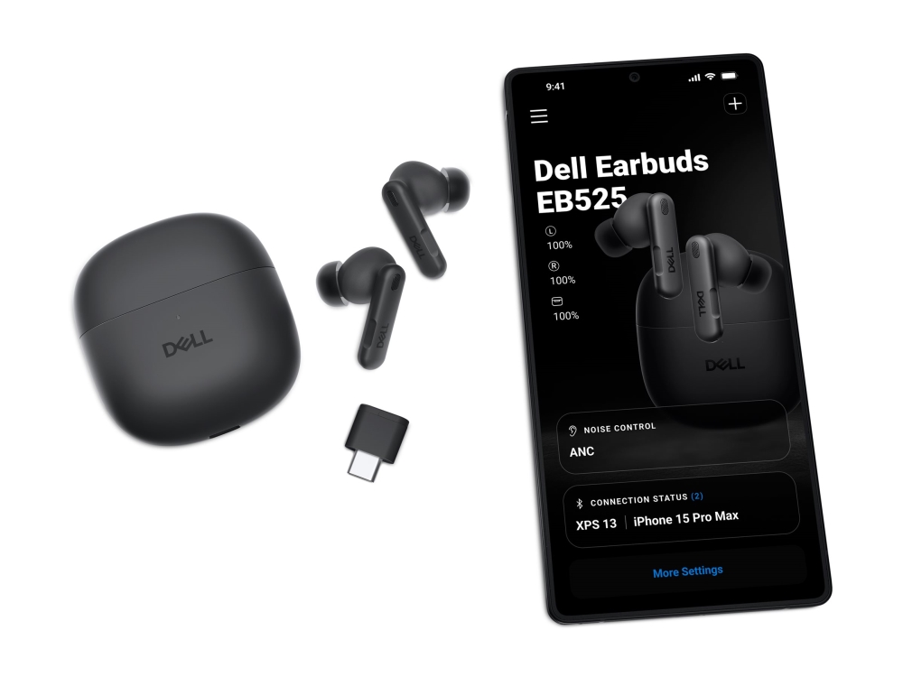 Dell Pro Plus Earbuds - EB525 - Ægte trådløse øretelefoner med mik. - i øret - Bluetooth - aktiv støjfjerning - Certified for Microsoft Teams, Zoom Certified billede