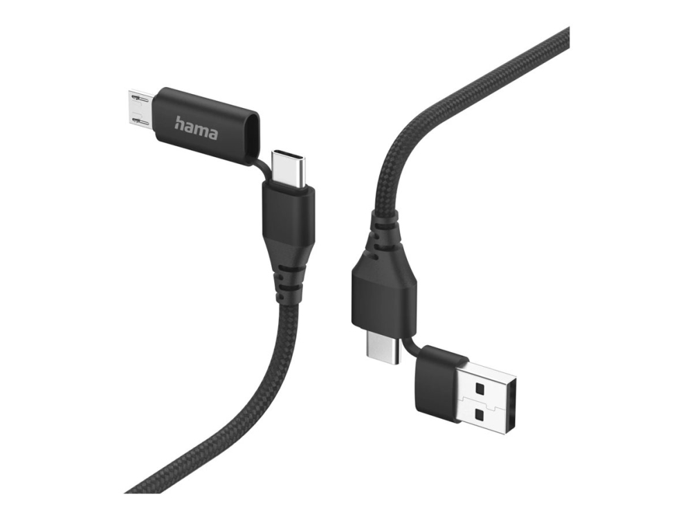Hama - Usb-Kabel - Usb, 24 Pin Usb-C (Han) Til Micro-Usb Type B, 24 Pin Usb-C (Han) - Usb 2.0 - 3 A - 1.5 M - Op Til 480 Mbps - Sort