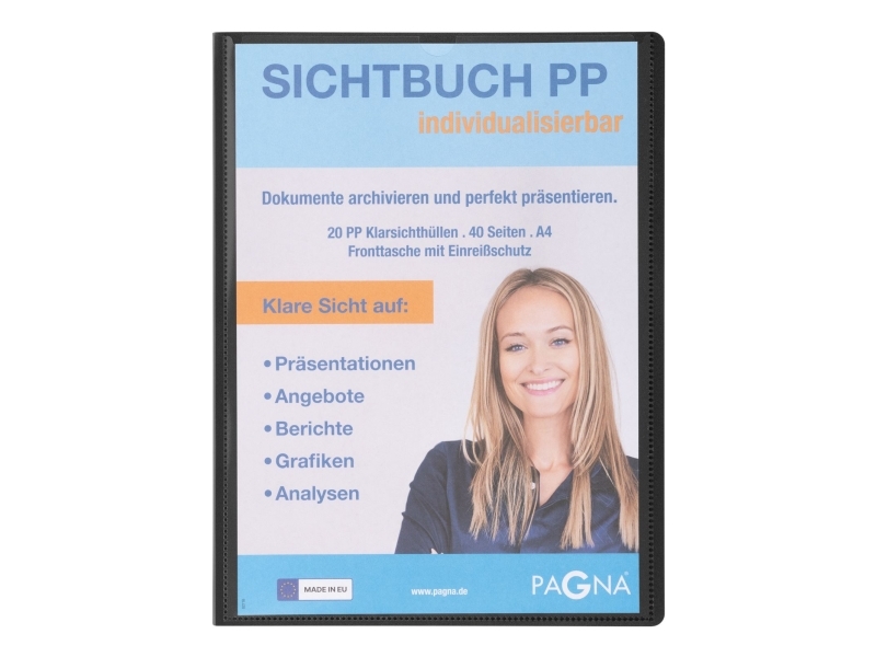 Pagna 21011-01, Project Folder, A4, Polypropylen (Pp), Sort, 40 Ark, 20 Lommer